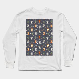 Woodland baby creatures | dark background Long Sleeve T-Shirt